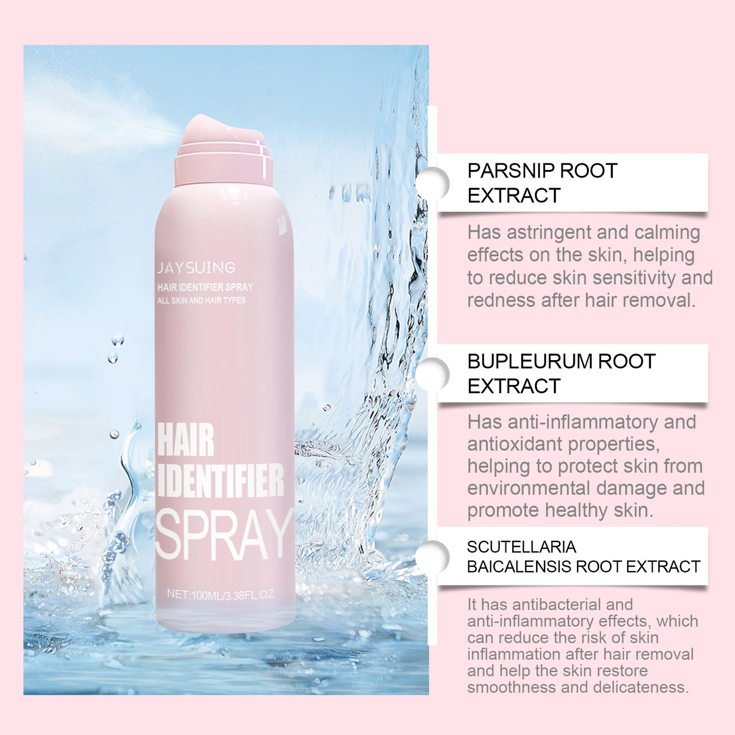 Hair identifier spray for facial shaving, dermaplaner moisturizing spray for skin care when shaving facial.