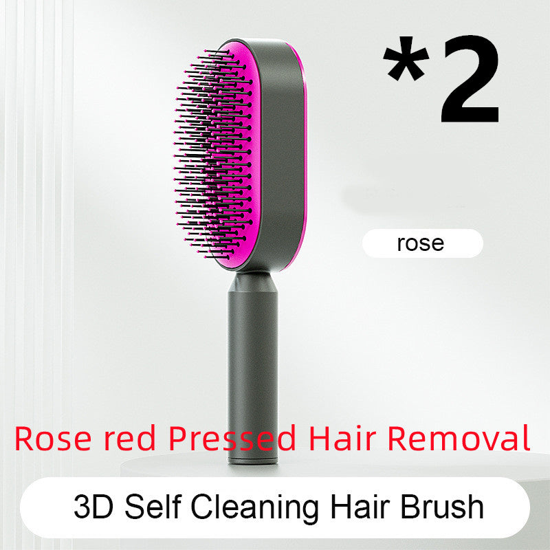 Brosse à cheveux auto-nettoyante pour femmes, brosse de massage du cuir chevelu avec airbag anti-perte de cheveux et nettoyage à une touche, brosse anti-statique.