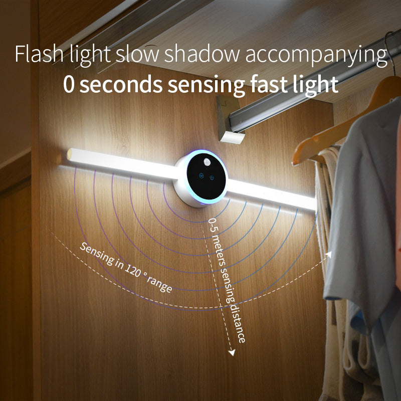 Lumière de cabinet intelligente avec horloge, capteur de lumière, lumière LED amovible pour armoire, interrupteur à balai manuel.