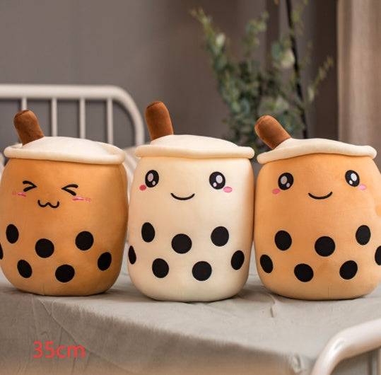 Jouet en peluche de tasse de thé au lait à la fraise, boisson en peluche douce, coussin de thé à bulles, cadeau pour enfants.
