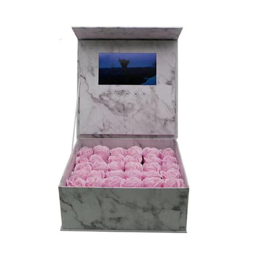 Coffret cadeau vidéo avec écran LCD Boîte à fleurs roses