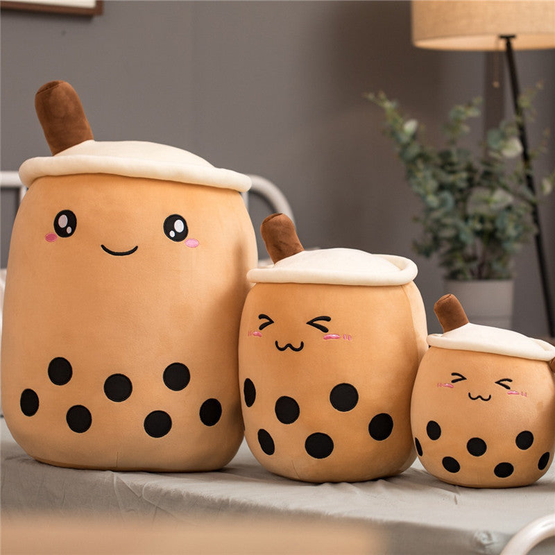 Jouet en peluche de tasse de thé au lait à la fraise, boisson en peluche douce, coussin de thé à bulles, cadeau pour enfants.