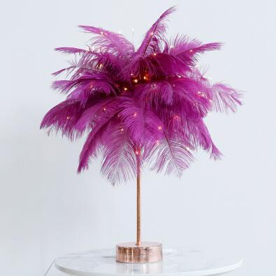 Lampe à plumes, lampe de bureau nordique, lampe de chevet de style européen, lampe de table à plumes, lumière nocturne, décoration moderne de lampe de table.