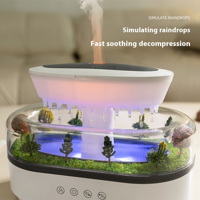 Diffuseur d'arôme de micro paysage humidificateur d'air en forme de goutte de pluie pour chambre à coucher.