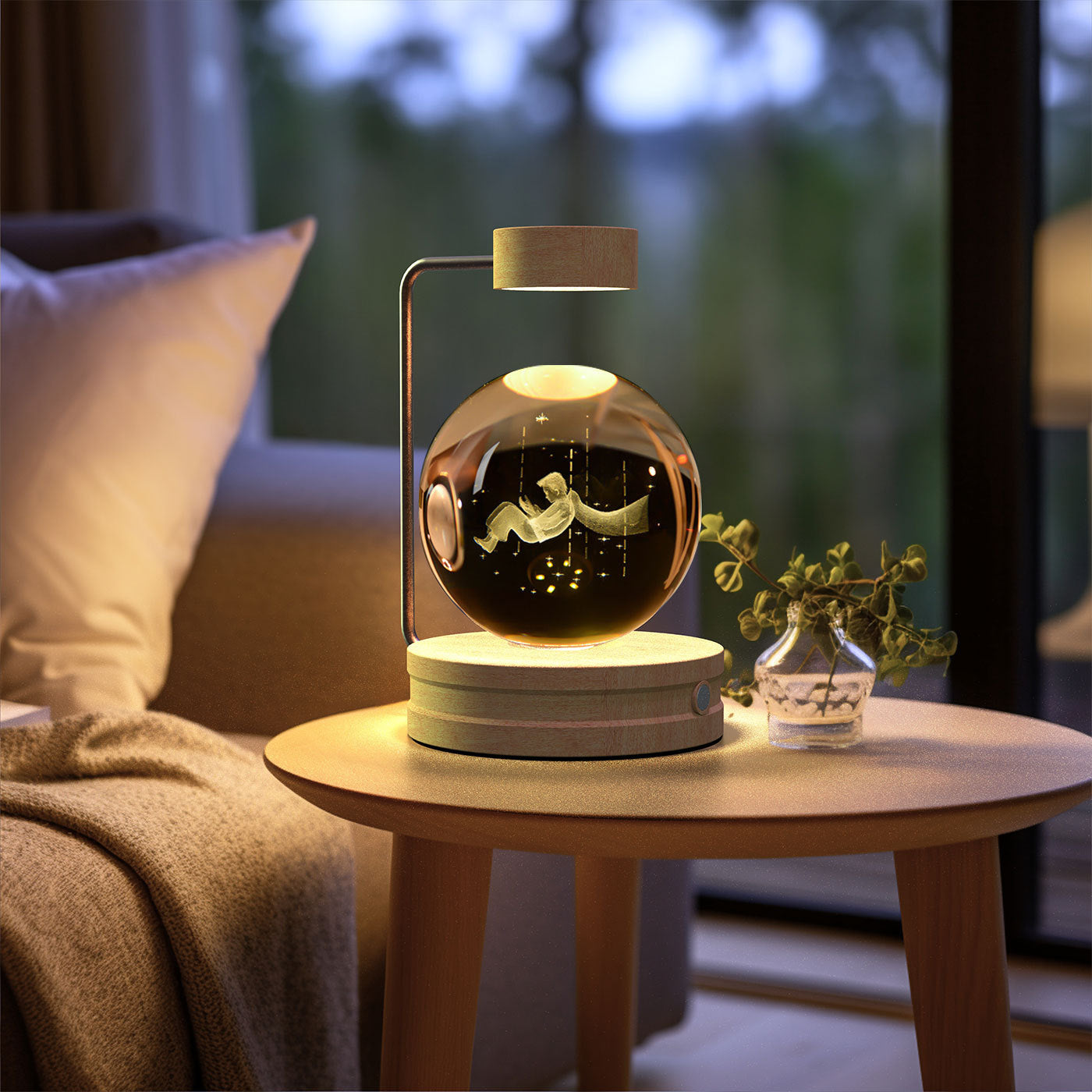 Lampe de chevet à lumière nocturne intérieure en forme de dinosaure cosmique à boule de cristal, alimentation USB, lumière chaude, cadeau d'anniversaire.