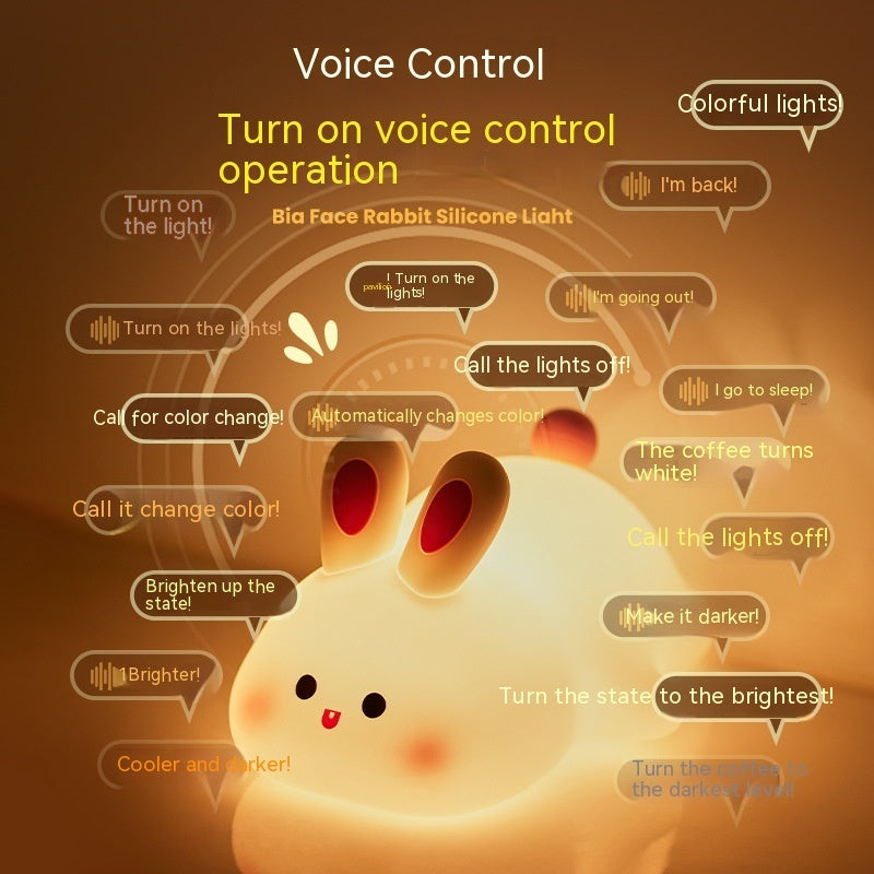 Lampe de nuit LED mignonne avec capteur tactile, veilleuse en silicone en forme de grand visage de lapin, cadeau de Noël, lampe de chevet, décoration intérieure.