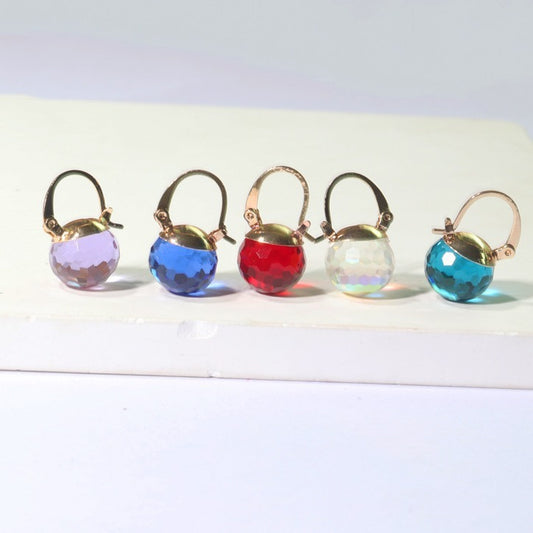 Boucles d'oreilles rondes en cristal élégantes pour femmes européennes et américaines.