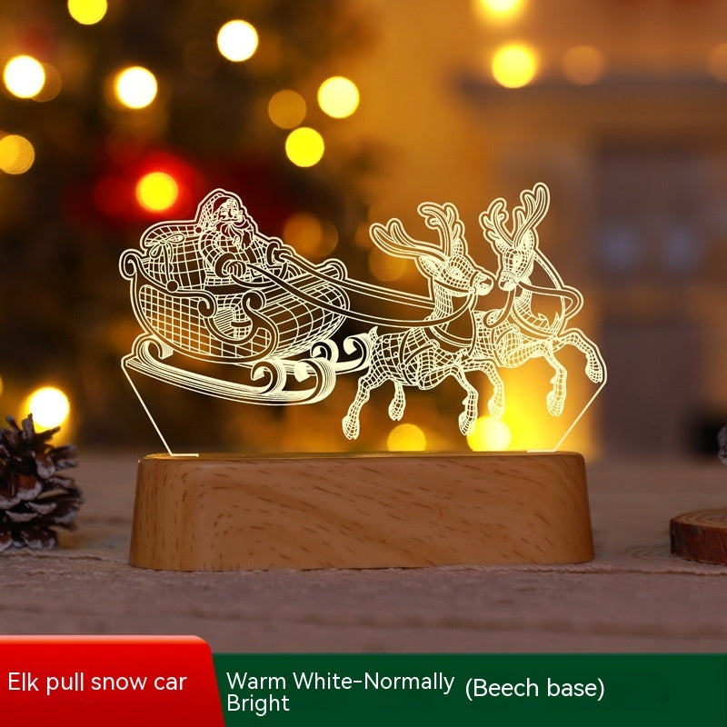 Lampe 3D de décoration de Noël en acrylique, lumières nocturnes LED, cadeau pour les enfants à Noël, ornements de Noël pour la Saint-Valentin et le Nouvel An.