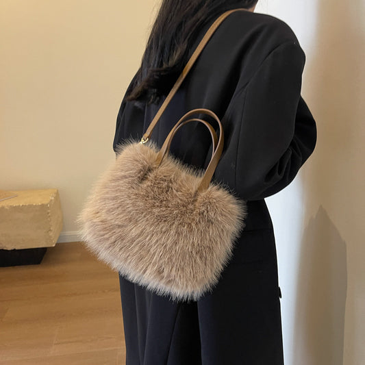 Sac à bandoulière en peluche Faux Fox à une épaule