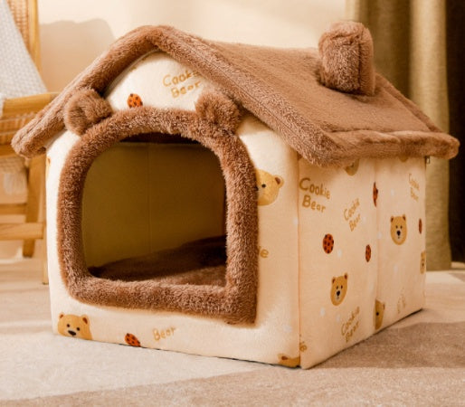 Maison pour chien pliable, lit pour chat, villa d'hiver pour chien, chenil de sommeil, nid amovible, cave chaude et fermée, canapé pour animaux de compagnie.