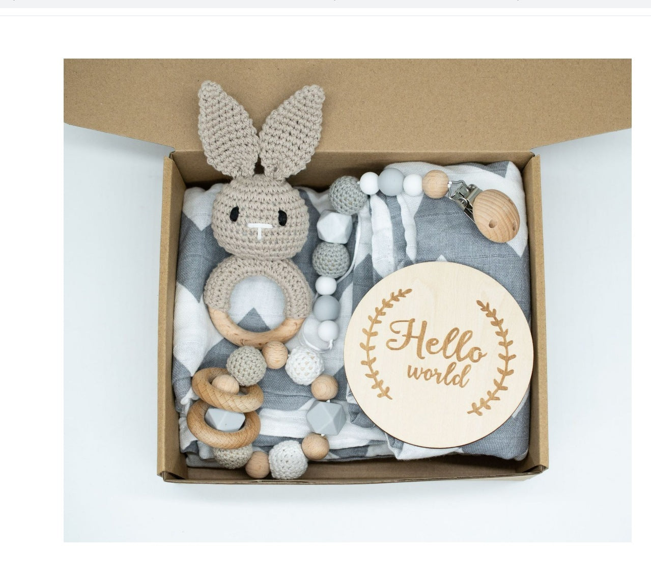 Coffret cadeau en bois de hochet pour bébé, convient aux nouveau-nés et aux bébés d'un mois.