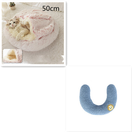 Lit pour chien et chat 2 en 1, lit d'hiver pour animaux, maison ronde en peluche chaude, lit doux en peluche longue pour animaux de compagnie, produits pour animaux.