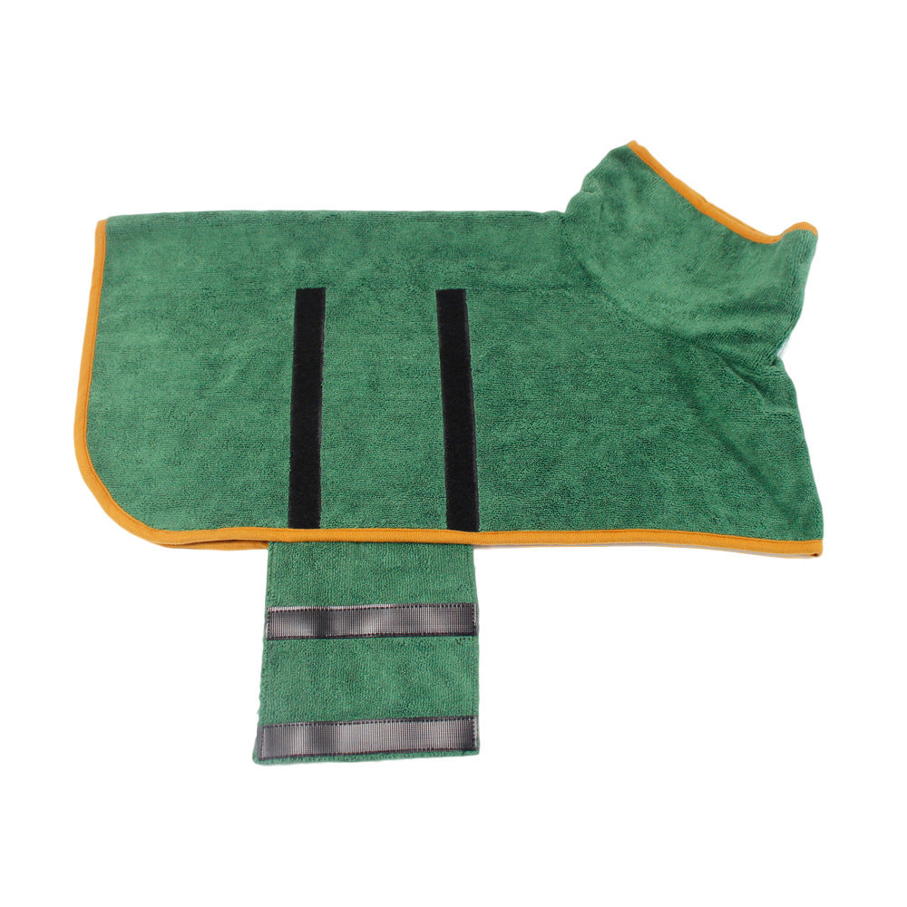 Robe de bain pour animaux absorbante en microfibre avec ceinture.