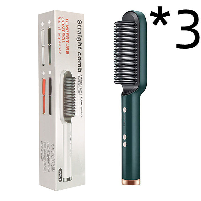 Nouvelle brosse à cheveux électrique 2 en 1 avec lisseur, peigne chauffant, ions négatifs et fonction de curling, brosse à cheveux à double usage.