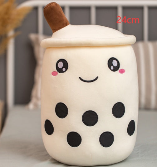 Jouet en peluche de tasse de thé au lait à la fraise, boisson en peluche douce, coussin de thé à bulles, cadeau pour enfants.