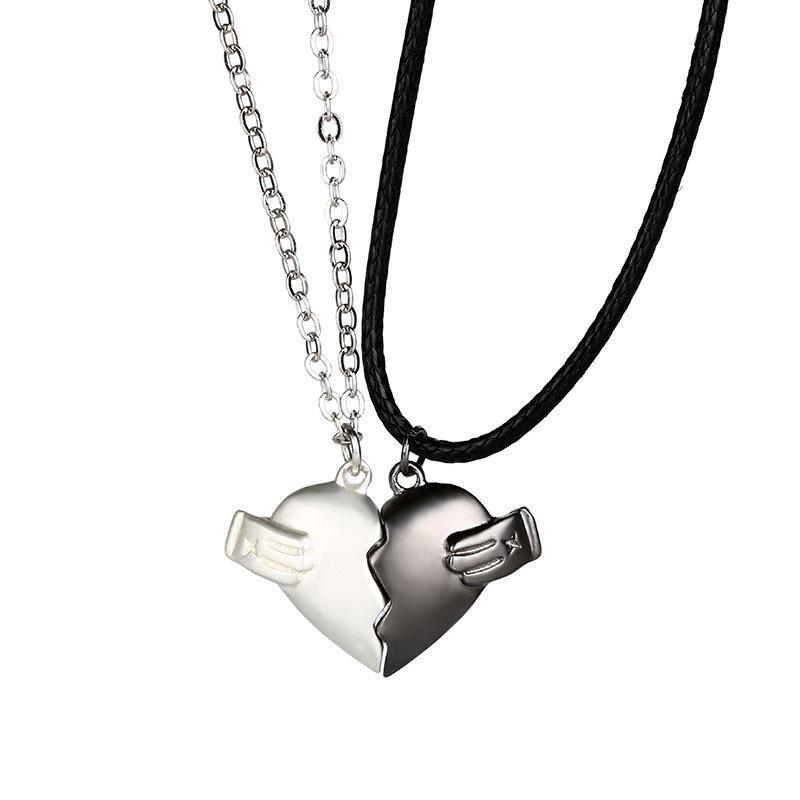 Collier créatif en forme de cœur "Magnet Love" 2 pièces pour hommes et femmes, bijou personnalisé pour la Saint-Valentin.