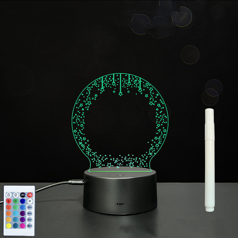 Tableau de message en acrylique 3D avec écriture à la main et lumière LED