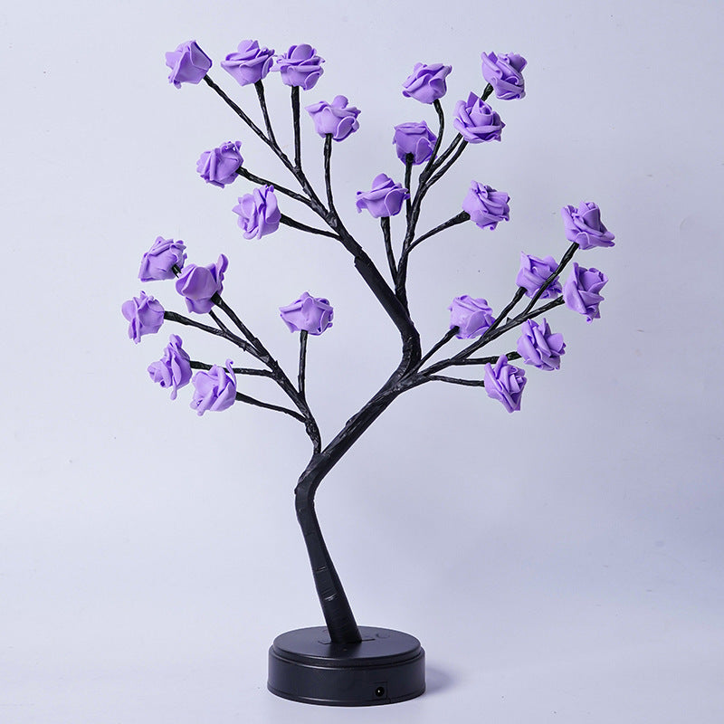 Lampe de table fleur arbre rose lampes fées bureau lumières de nuit fonctionnant sur USB cadeaux pour mariage Saint-Valentin Noël décoration