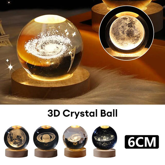 Ciel étoilé lumineux et planètes, lune, boule de cristal, petite lampe de nuit, projection d'ambiance, lumière, cadeau créatif, nouveau cadeau étrange.