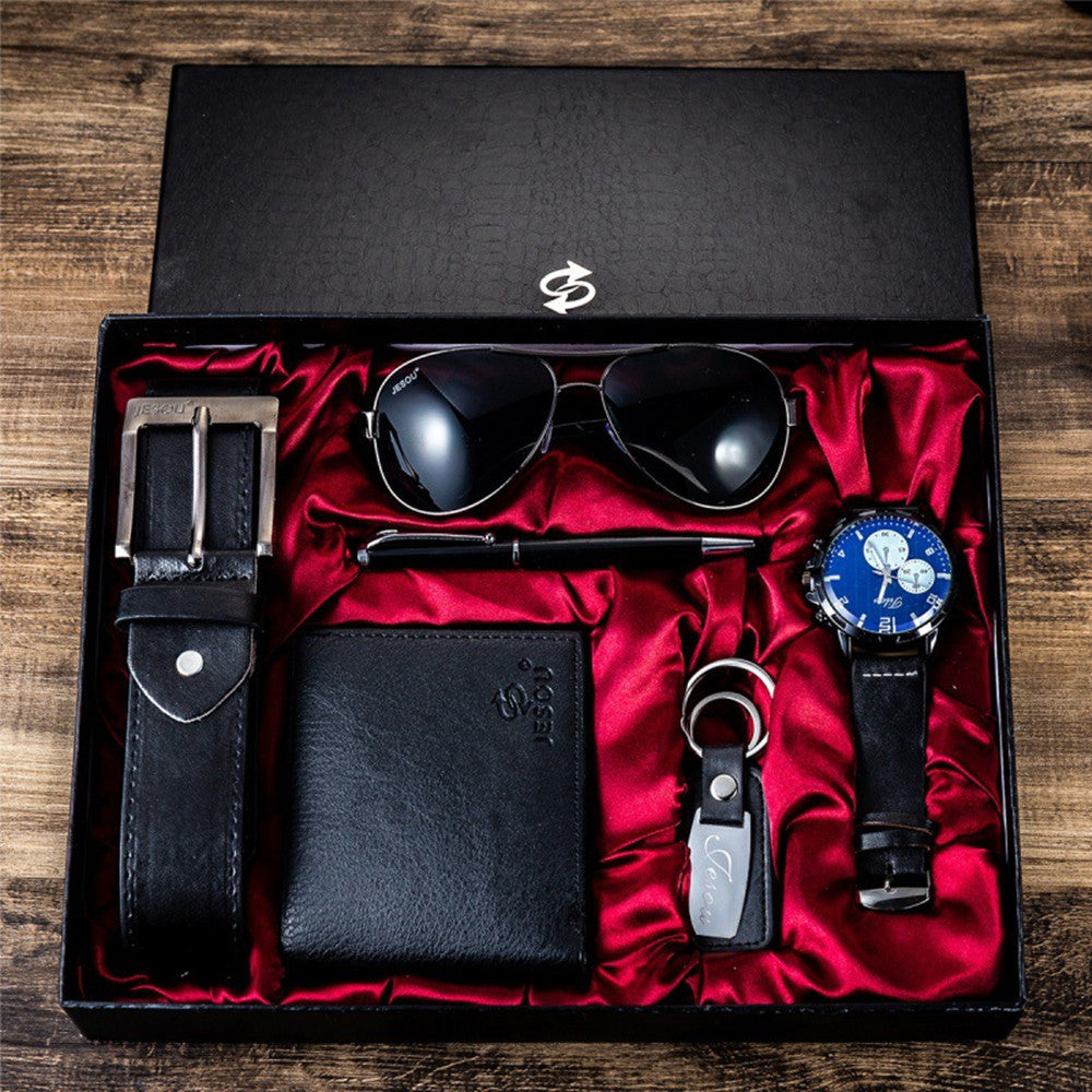 Coffret cadeau pour homme Emballage exquis Montre Ceinture Portefeuille