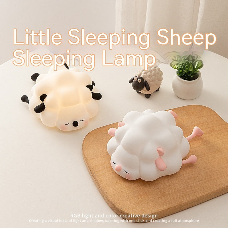 Lampe de nuit en silicone mignonne en forme de mouton, lampe de chambre pour la décoration de la chambre d'enfants, rechargeable avec minuterie et fonction de variation de lumière pour le sommeil.