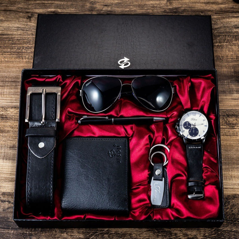 Coffret cadeau pour homme Emballage exquis Montre Ceinture Portefeuille