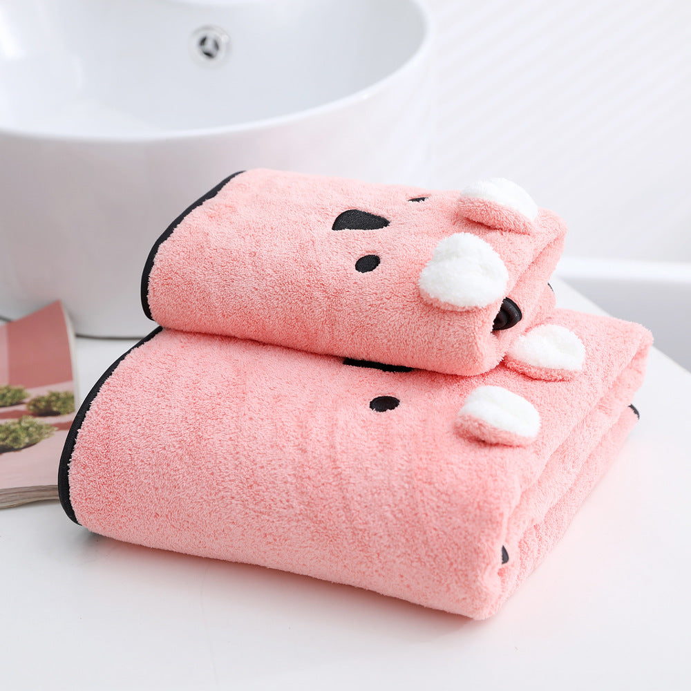 Serviette de bain en velours corail Serviette deux pièces Oreilles de lapin Koala Coffret cadeau