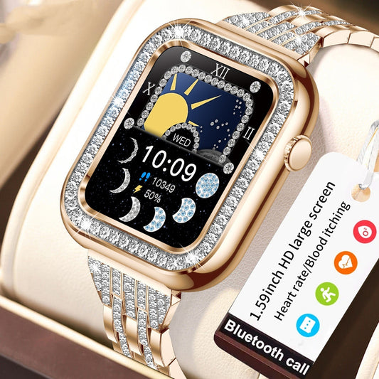 New fashion square waterproof diamond-embellished women's smart watch.