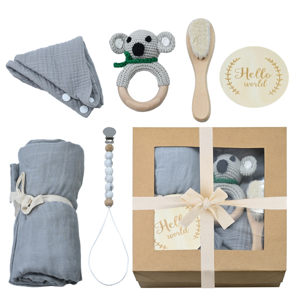 Coffret cadeau en bois de hochet pour bébé, convient aux nouveau-nés et aux bébés d'un mois.