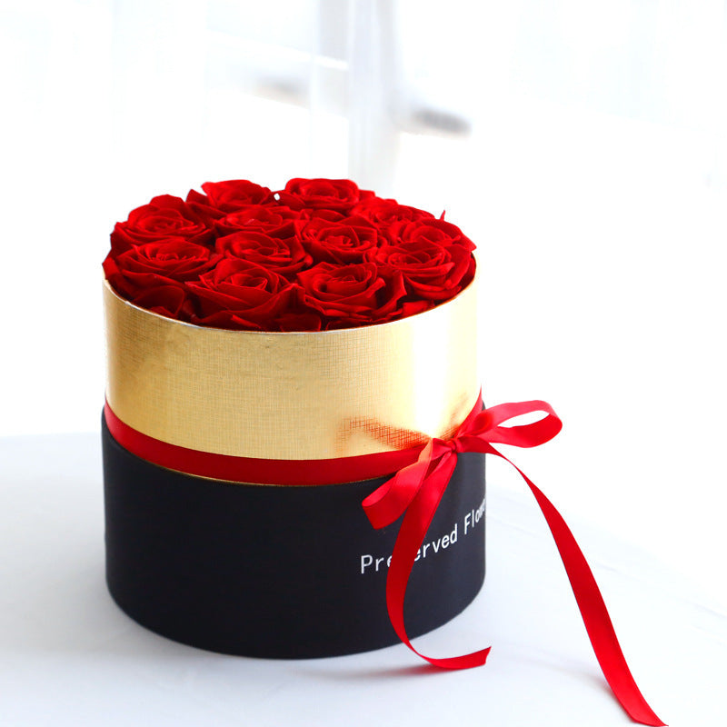 Roses éternelles dans une boîte, fleurs de rose réelles préservées avec ensemble de boîte, cadeau romantique pour la Saint-Valentin, fleurs artificielles.