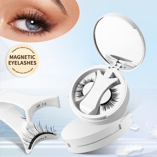 Boîte de rangement intégrée pour faux cils magnétiques sans colle, outils de maquillage naturels avec applicateur.