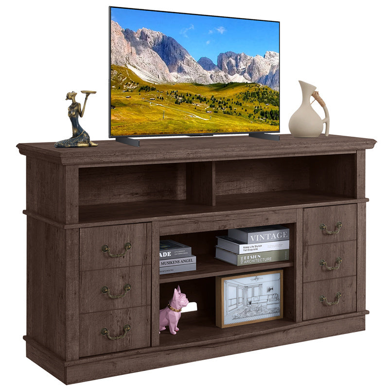 Meuble TV vintage bien conçu pour le salon, support TV en bois pour téléviseurs, centre de divertissement moderne, armoire de rangement TV de style ferme.