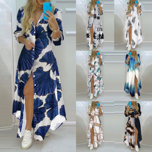 Robe sexy avec imprimé tendance et chemise à manches longues