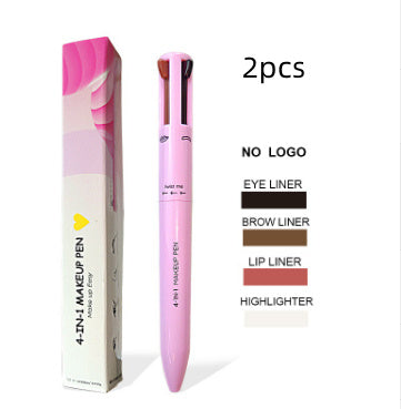 Pinceau cosmétique 4 en 1 Crayon à lèvres 4 couleurs Crayon à sourcils Eyeliner