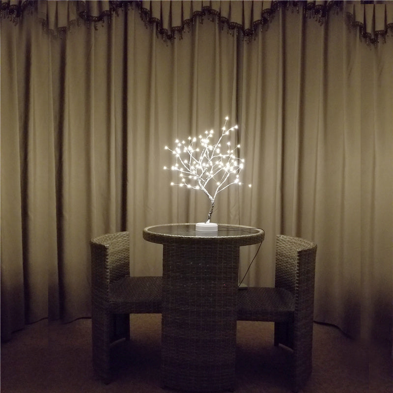 Interrupteur à effleurement lumineux en forme d'arbre, lumière nocturne étoilée en perle.