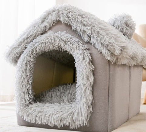 Maison pour chien pliable, lit pour chat, villa d'hiver pour chien, chenil de sommeil, nid amovible, cave chaude et fermée, canapé pour animaux de compagnie.