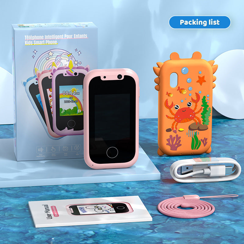 Téléphone mobile pour enfants à écran tactile à double caméra.