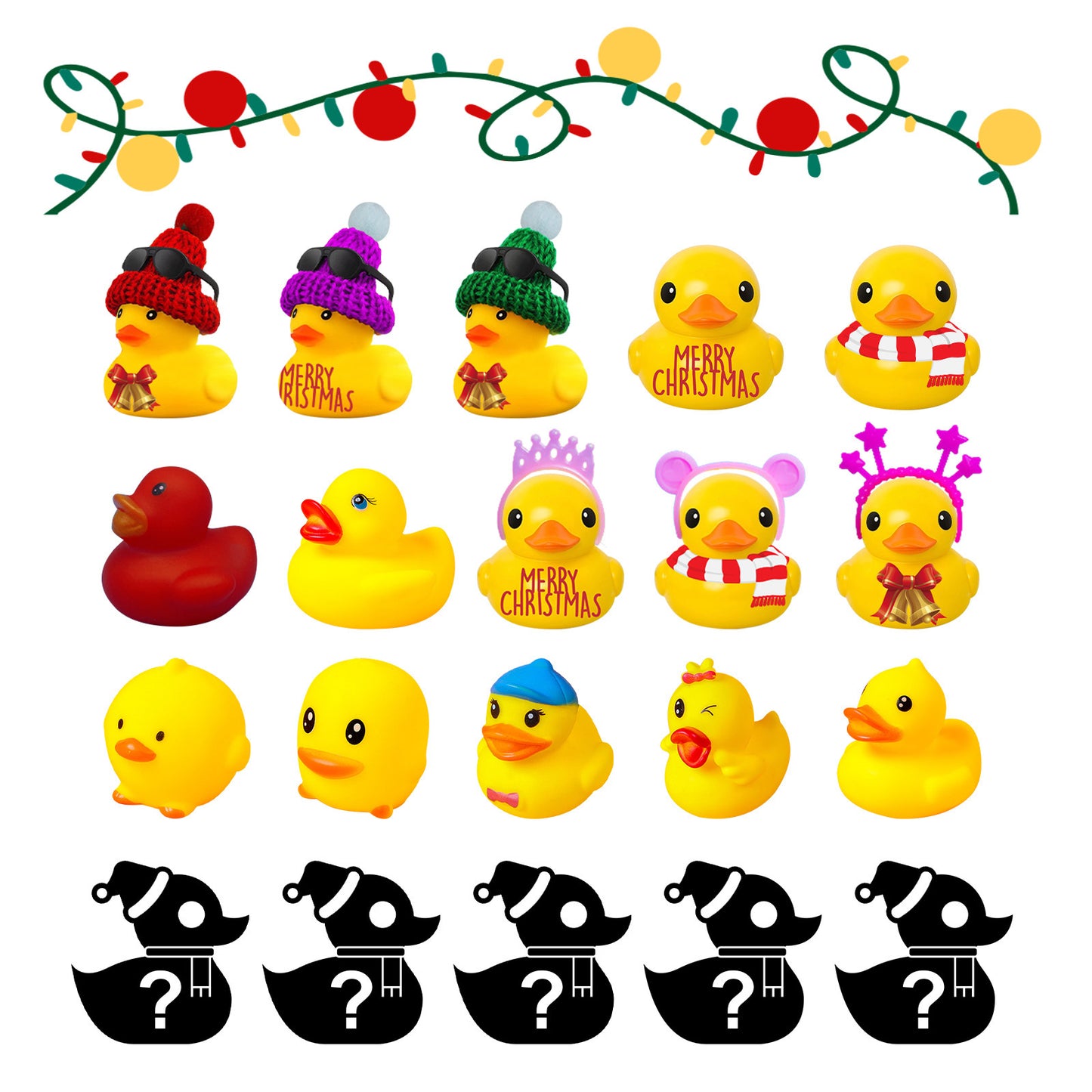 Ensemble de calendrier de l'Avent de Noël avec compte à rebours de 24 jours, jouet de bain canard amusant pour enfants, calendrier de l'Avent animaux, cadeaux de Noël.