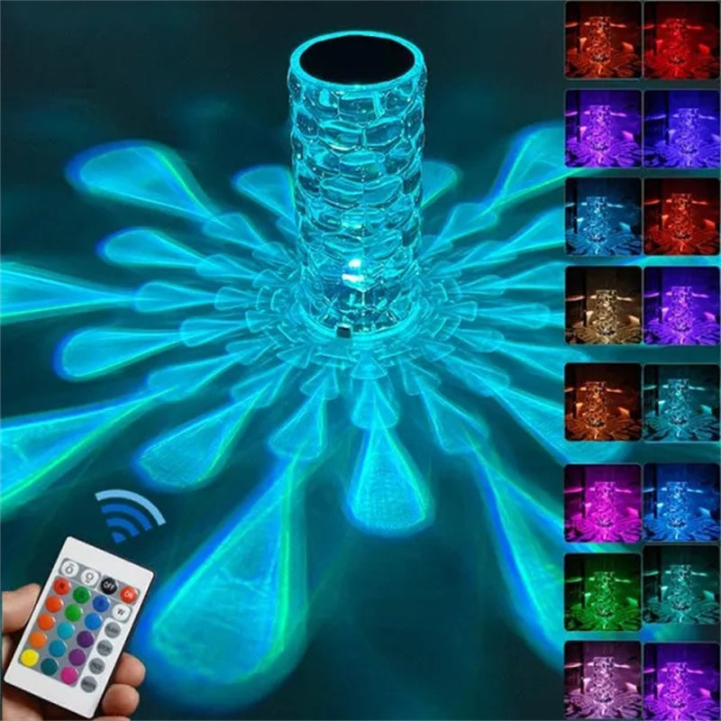 Lampe de table en cristal rechargeable, lumière de nuit en diamant avec une forme de goutte, lampe LED de chevet 3 et 16 couleurs, lampe tactile pour la décoration de la maison et de la chambre.
