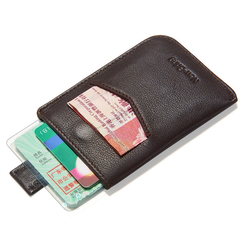 Portefeuille en cuir véritable pour hommes, porte-cartes en cuir de vache mince.