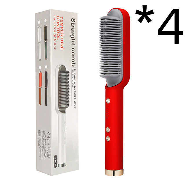 Nouvelle brosse à cheveux électrique 2 en 1 avec lisseur, peigne chauffant, ions négatifs et fonction de curling, brosse à cheveux à double usage.