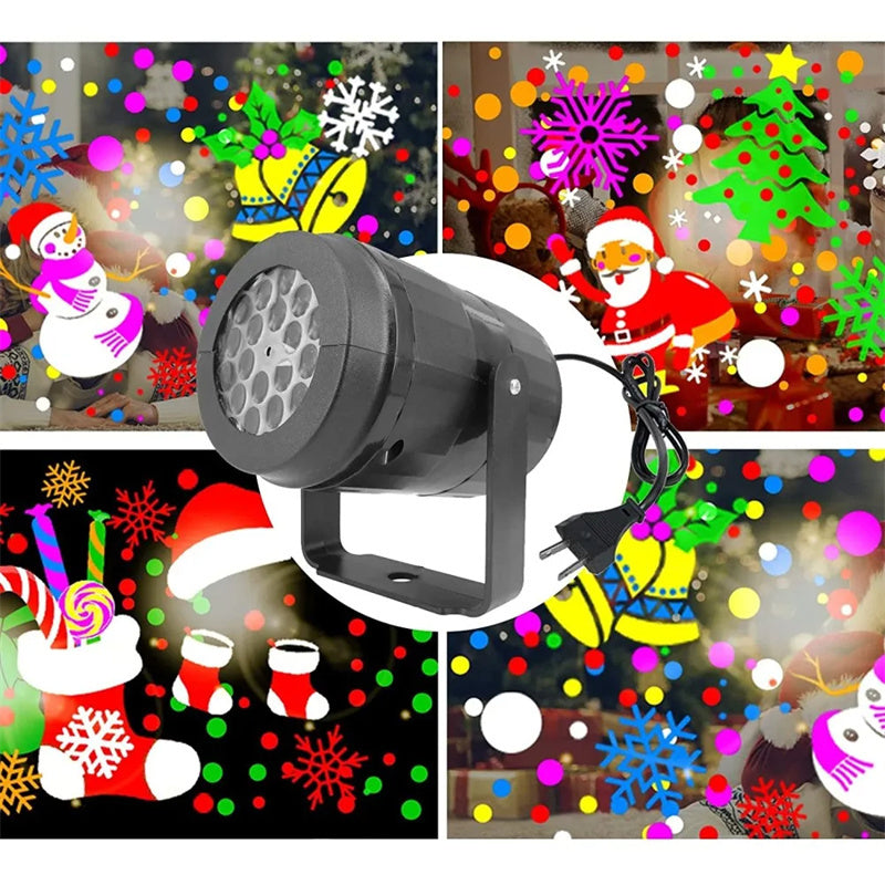 Lumières de fête de Noël, projecteur de flocons de neige, lumière LED, lumière de scène, motif de Noël tournant, éclairage de vacances en extérieur, décoration de jardin pour Noël.