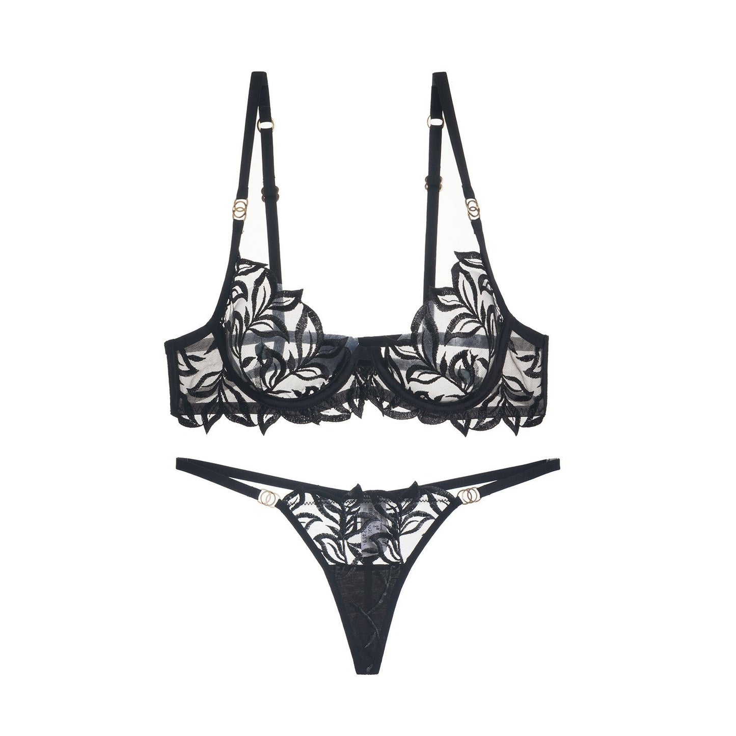 Ensemble de culotte de soutien-gorge en dentelle de broderie sexy