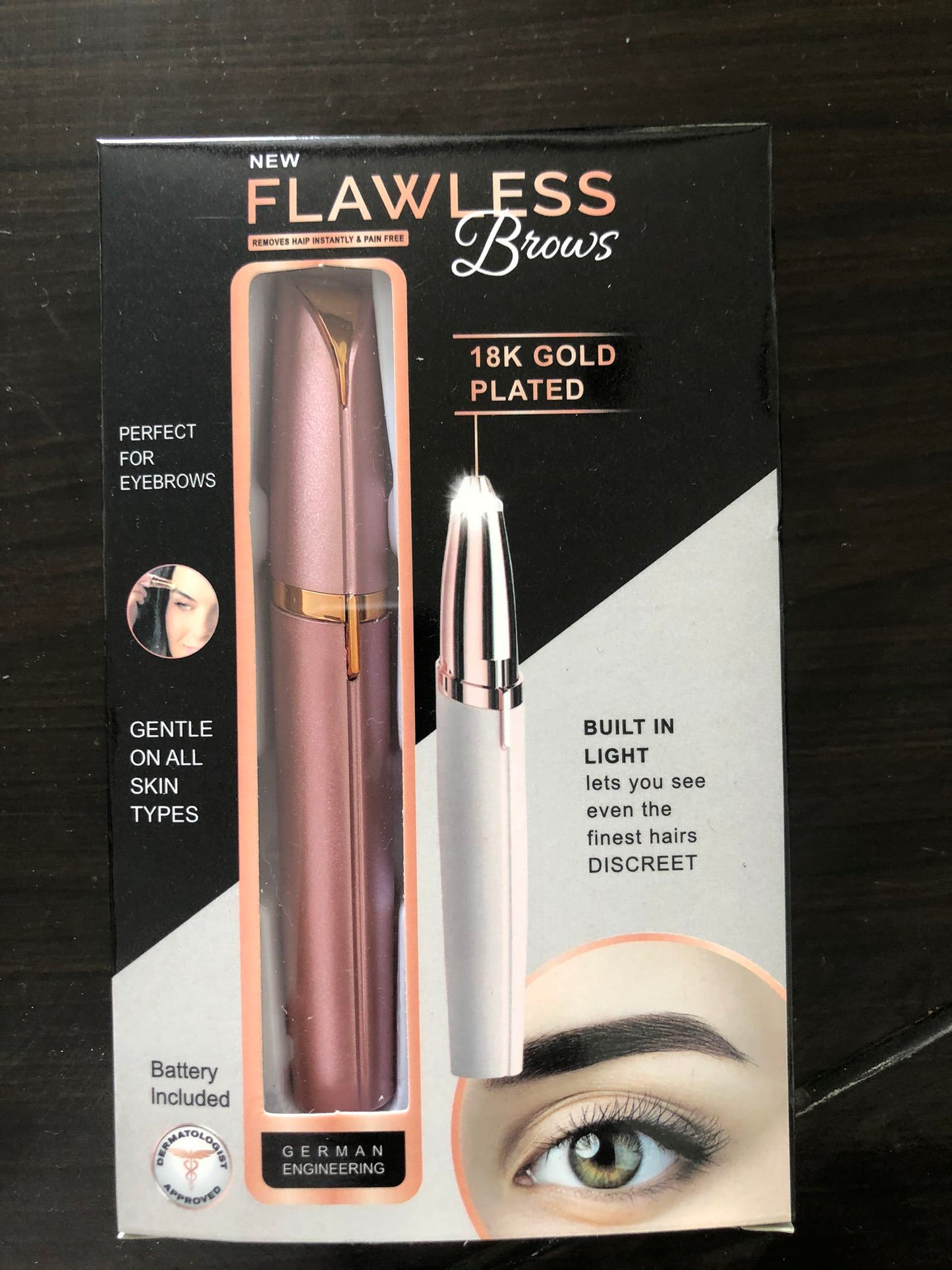 Mini épilateur électrique pour sourcils, stylo à lèvres, rasoir sans douleur avec lumière LED.