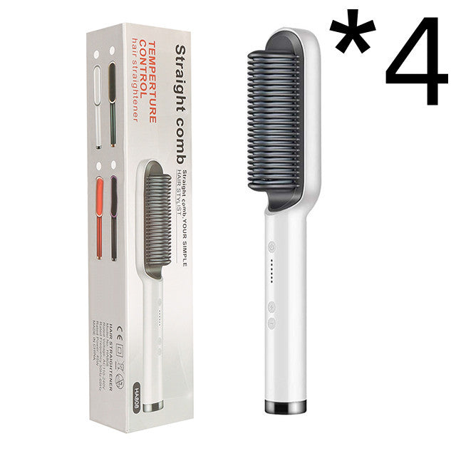 Nouvelle brosse à cheveux électrique 2 en 1 avec lisseur, peigne chauffant, ions négatifs et fonction de curling, brosse à cheveux à double usage.