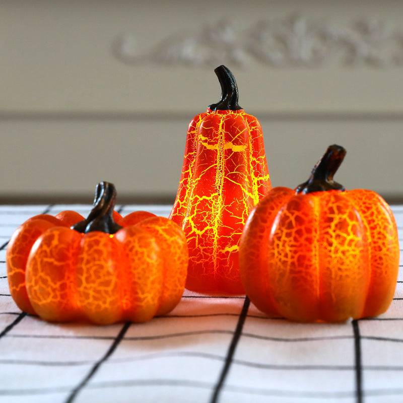 Nouvelle simulation de lanterne citrouille d'Halloween, lampe à bougie LED en résine, citrouille lumineuse.