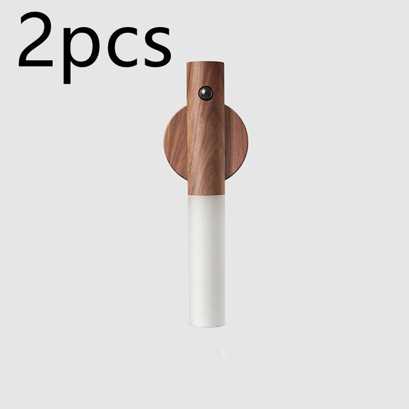 Lumière de nuit sans fil en bois magnétique USB LED pour couloirs, lumières de porche, lampe murale avec capteur de mouvement PIR, lampe de cabinet.