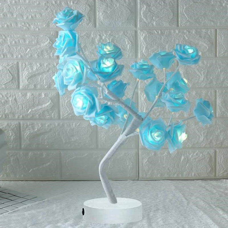 Lampe de table LED à piles USB en forme de fleur de rose, guirlande lumineuse pour arbre bonsaï, décoration de chambre à coucher, décoration d'intérieur