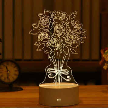 Lampe 3D en acrylique USB LED, veilleuse, panneau néon, décoration de Noël pour la maison, décoration de chambre, cadeaux de Saint-Valentin