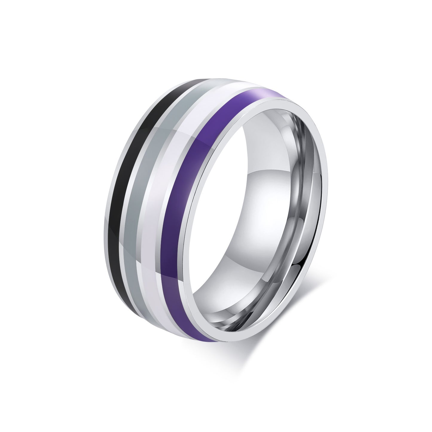 Bague de couleur 8 mm pour homme avec drapeau de la même couleur, bijoux de commerce extérieur en gros, couleur arc-en-ciel